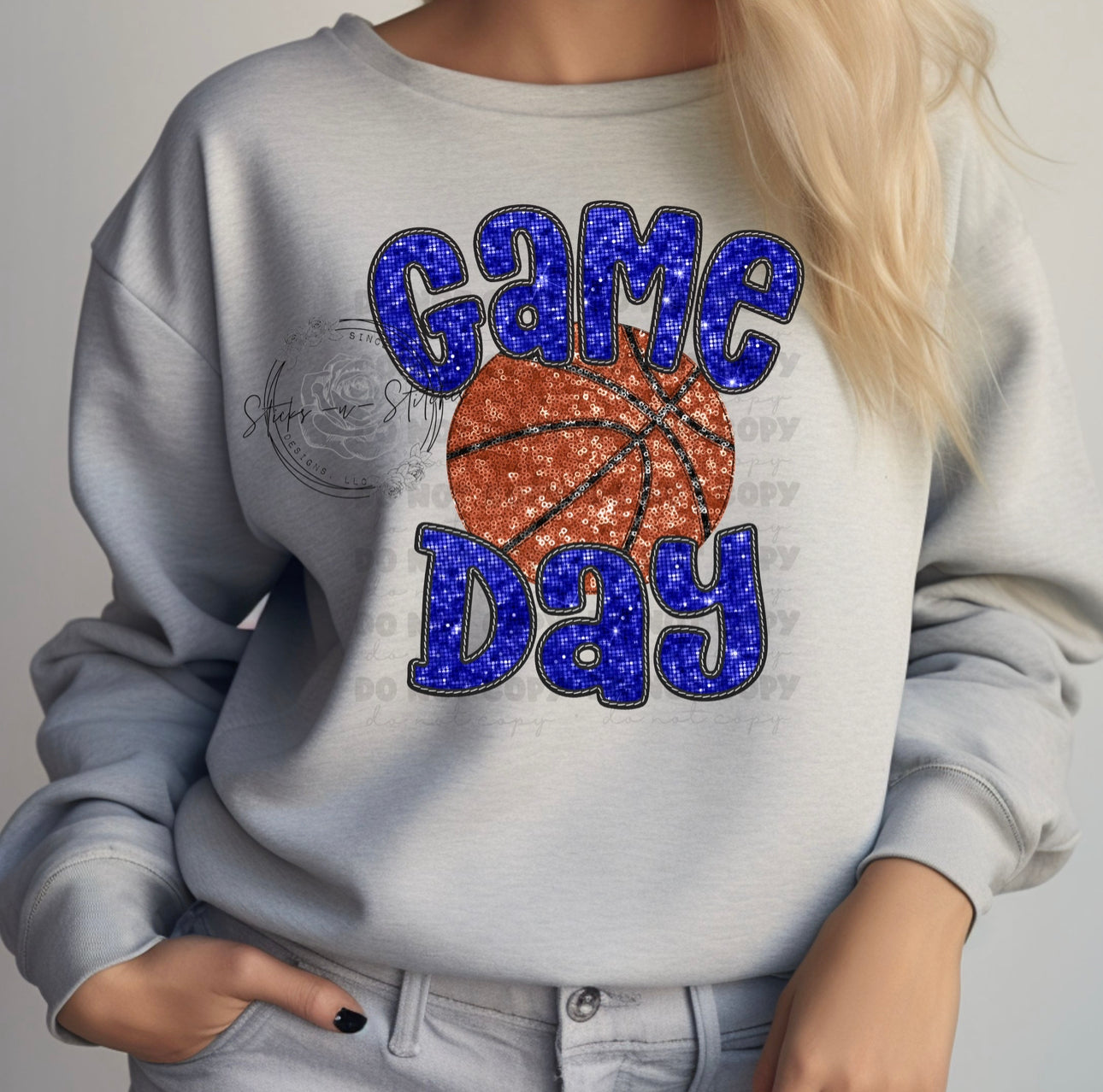 Faux Sequin Basketball Sweatshirt