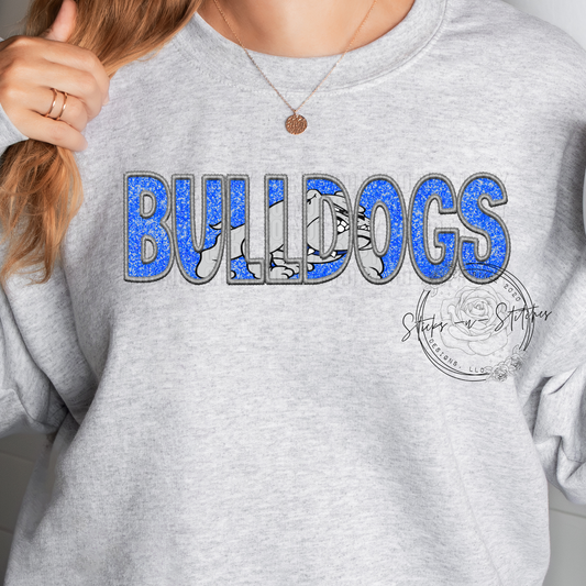 Faux Embroidery School Spirit Sweatshirt